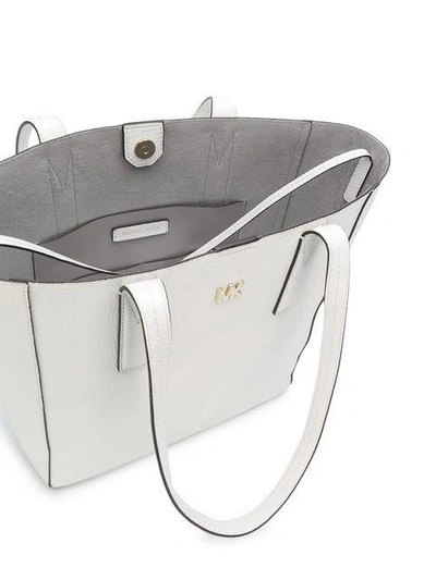Shop Michael Michael Kors Logo Tote Bag In 085 Optic White