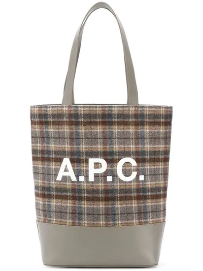 Shop A.p.c. Checked Logo Tote - Nude & Neutrals