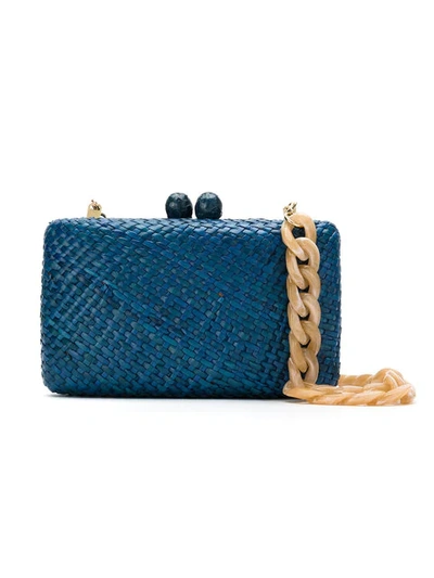 Shop Serpui Straw Clutch Bag In Blue