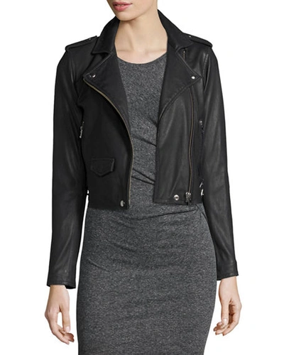 Shop Iro Ashville Cropped Leather Jacket In Black