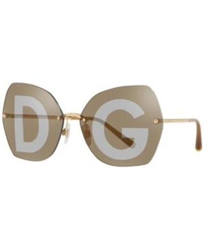 Shop Dolce & Gabbana Sunglasses, Dg2204 64 In Gold / Grey Tampo D & G Silver /gold