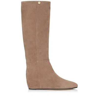 Shop Jimmy Choo Olivia Grey Suede Knee High Boots