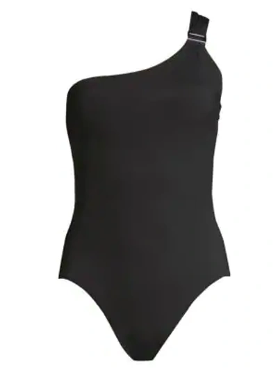 Shop Amoressa Eclipse Gemini One-shoulder One-piece Swimsuit In Black