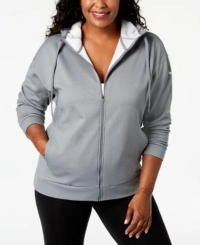 Shop Nike Plus Size Performance Fleece Hoodie In Cool Grey/htr/white