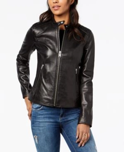 Shop Marc New York Quilted Leather Moto Jacket In Black