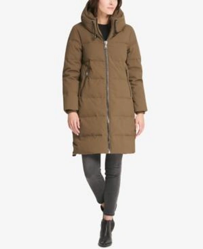 Dkny hooded cinch bottom cocoon cheap puffer coat