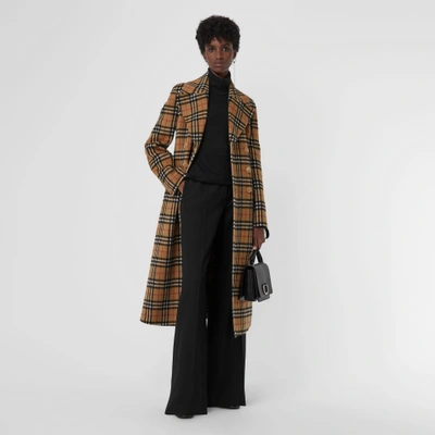 Shop Burberry Vintage Check Alpaca Wool Tailored Coat In Antique Yellow
