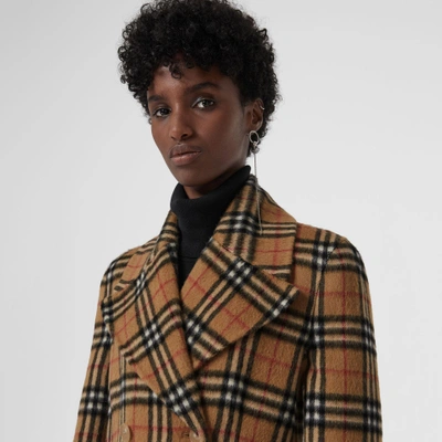 Shop Burberry Vintage Check Alpaca Wool Tailored Coat In Antique Yellow