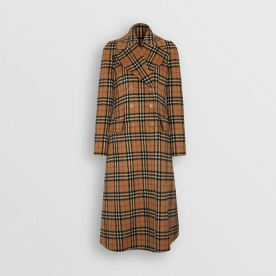 Shop Burberry Vintage Check Alpaca Wool Tailored Coat In Antique Yellow