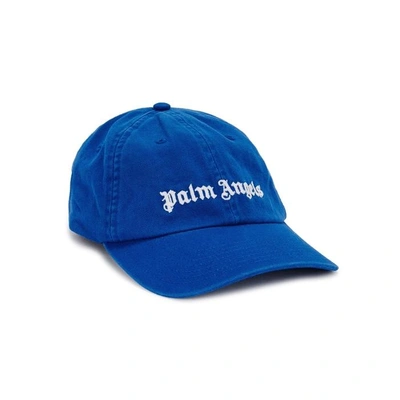 Shop Palm Angels Logo-embroidered Cotton Twill Cap In Blue