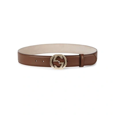 Shop Gucci Gg Chocolate Leather Belt In Brown