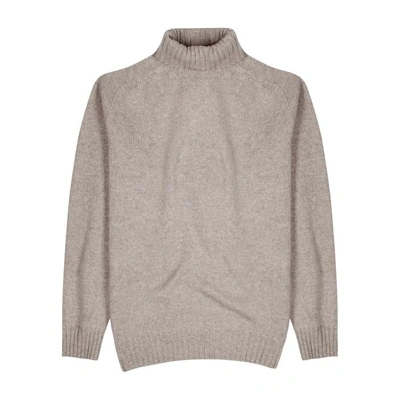 Shop Officine Generale Taupe Roll-neck Wool Jumper In Sand