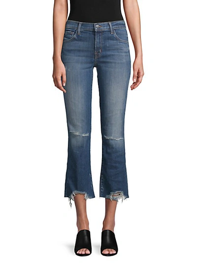 Shop J Brand Selena Distressed Cropped Jeans In Blue