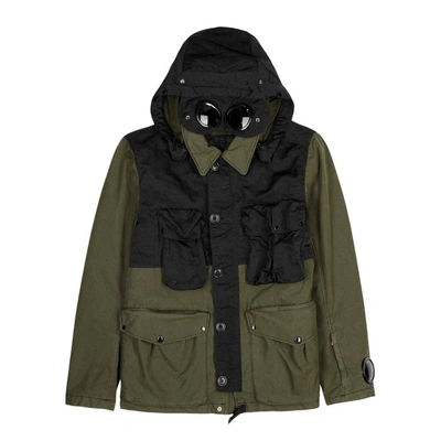Shop C.p. Company Army Green Goggle Cotton-blend Jacket