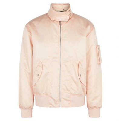 Shop Helmut Lang Light Pink Satin Bomber Jacket