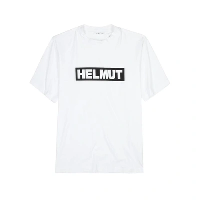 Shop Helmut Lang White Logo-print Cotton T-shirt