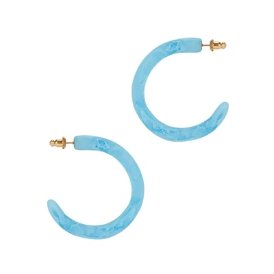 Shop Dinosaur Designs Blue Marbled Resin Hoop Earrings In Light Blue
