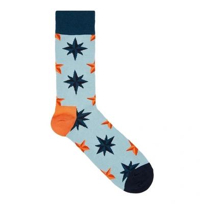 Shop Happy Socks Nautical Star Cotton-blend Socks In Orange