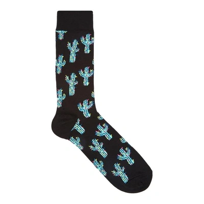 Shop Happy Socks Black Cactus Cotton-blend Socks