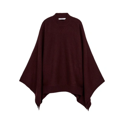 Shop Givenchy Maroon Cashmere Cape In Burgundy