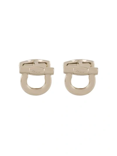 Shop Ferragamo Gancio Cufflinks In Metallic