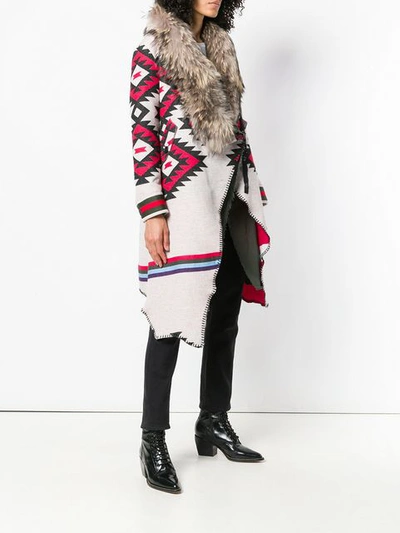 Shop Bazar Deluxe Racoon Fur-trimmed Cardi-coat In Red