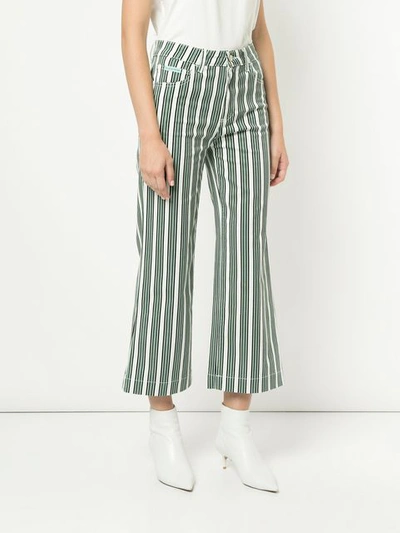 Shop Alexa Chung Striped Cropped Trousers - Green