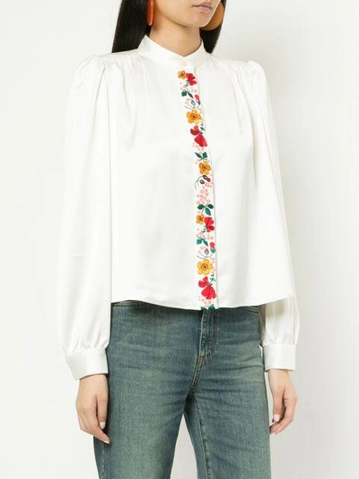 Shop Alexa Chung Floral Detail Shirt In White