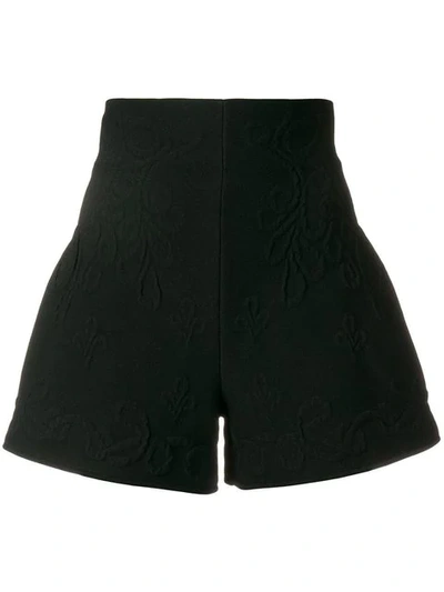 Shop Alexander Mcqueen Floral Embossed Shorts - Black