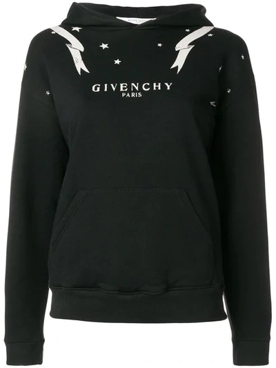 Shop Givenchy Gemini Zodiac Print Hoodie In Black