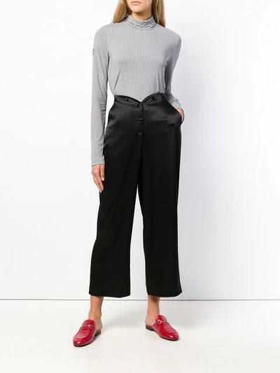 Shop Nanushka Cropped Button Trousers - Black