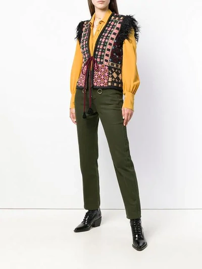 Etro Faux Fur-trimmed Jacquard-knit Vest In Black