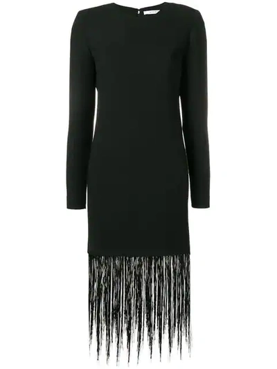 Shop Givenchy Fringe Trim Shift Dress In Black