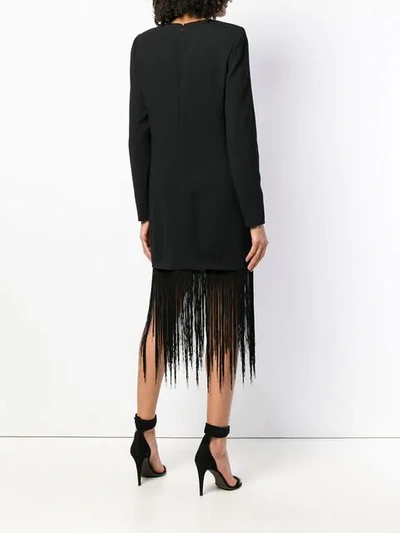 Shop Givenchy Fringe Trim Shift Dress In Black