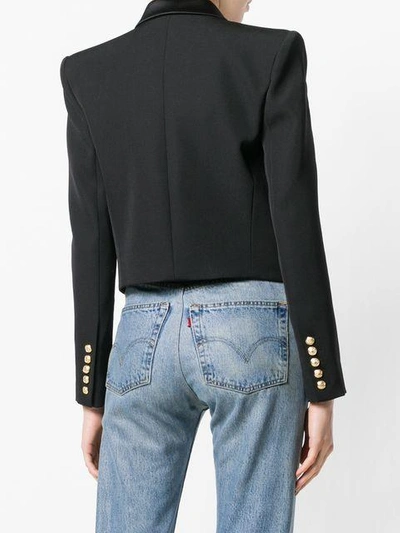 Shop Balmain Cropped Double Breasted Jacket In Black