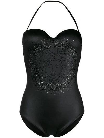 Shop Versace Medusa Swimsuit In Black