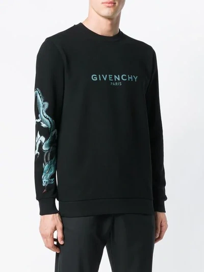beskyldninger Procent Onkel eller Mister Givenchy Dragon And Logo-print Hooded Sweatshirt In Black | ModeSens