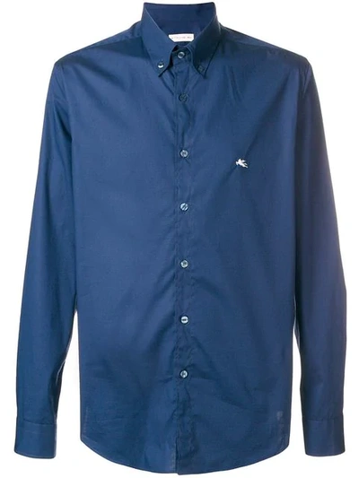 Shop Etro Button Down Collar Shirt In Blue