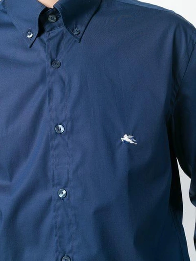 Shop Etro Button Down Collar Shirt In Blue