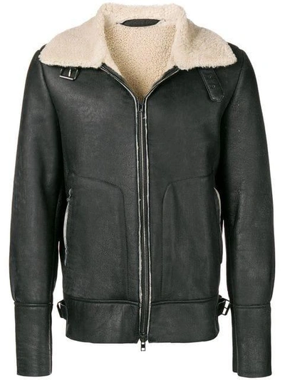 Shop Salvatore Santoro Shearling Collar Jacket In Black