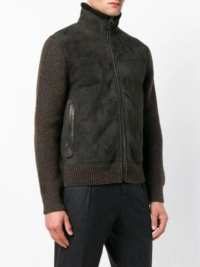 Shop Ferragamo Salvatore  Knitted Zipped Jacket - Grey