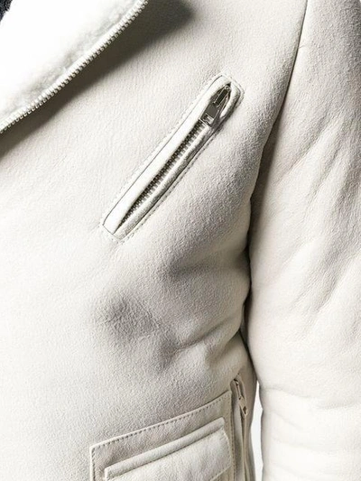 Shop Salvatore Santoro Shearling Zipped Jacket In White