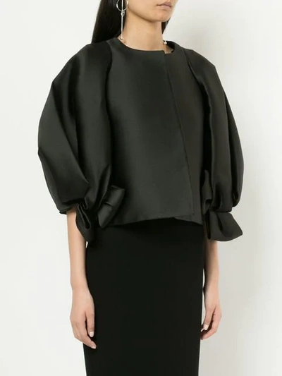 Shop Isabel Sanchis Jacket With Dramatic Puffsleeves With Bow In Black