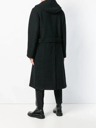 Shop Yohji Yamamoto Belted Midi Coat In 1 Black