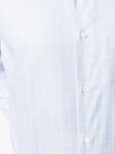 Shop Canali Button Down Check Shirt In Blue