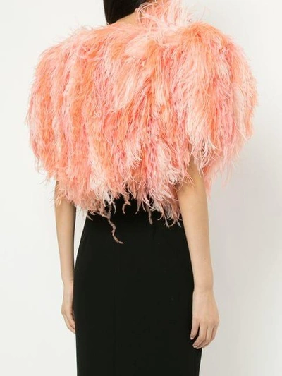 Shop Isabel Sanchis Reversible Feather Bolero In Pink