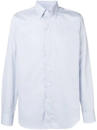 Shop Canali Striped Button Down Shirt In Blue