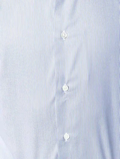 Shop Canali Striped Button Down Shirt In Blue