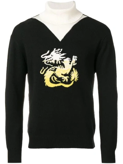 Shop Kenzo Dragon Roll Neck Sweater - Black