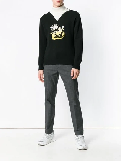 Shop Kenzo Dragon Roll Neck Sweater - Black